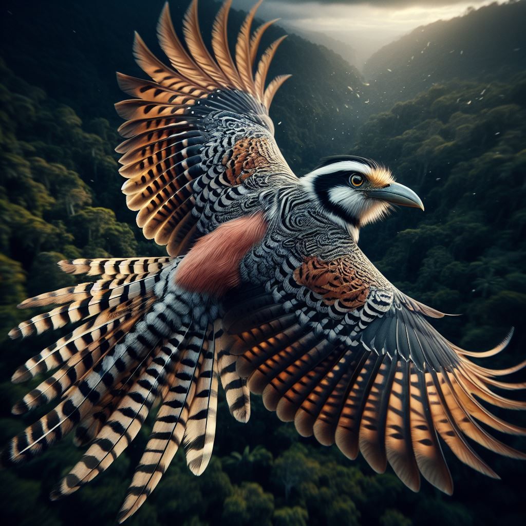 Bird flying over the Amazon rainforest