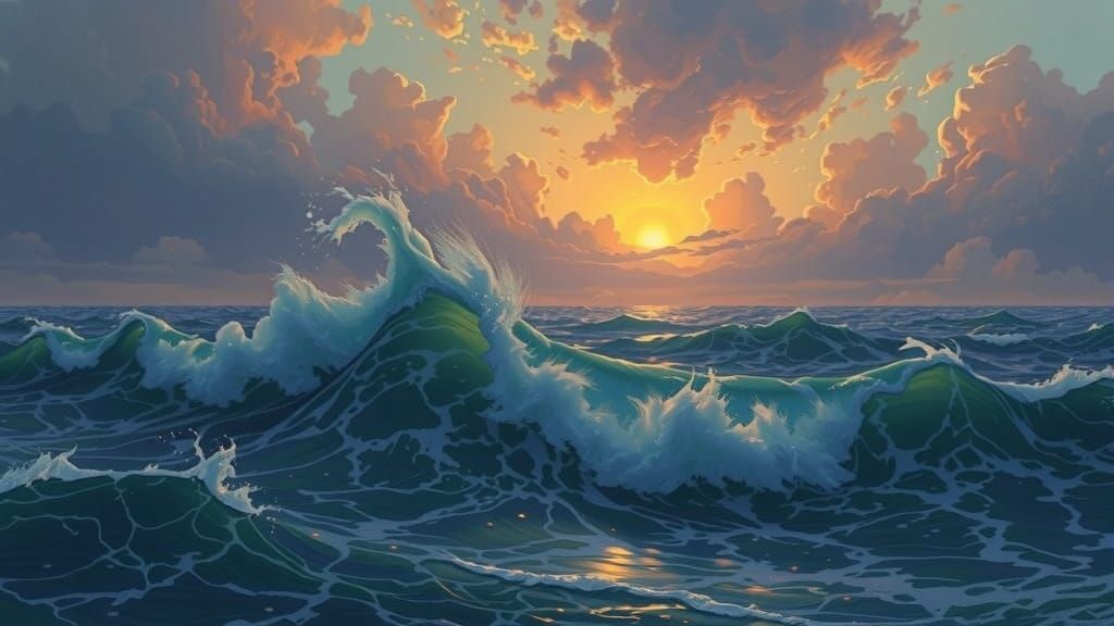 Spectacular Seascape Sunset in Abstract Expressionist Style