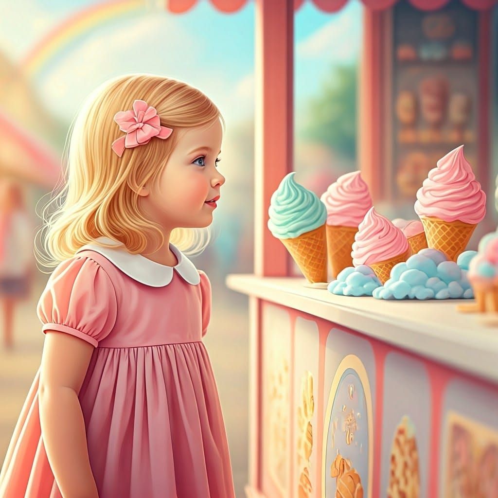 Whimsical Childhood Moment in Watercolor Style