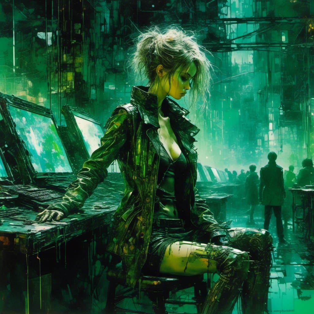 <lora:After Life:1.0> "8k; a stunning athletic kitsch anime; grimy liquid gouache; pen; water color painting by Kuang Hong; Jeremy Mann; Vl...