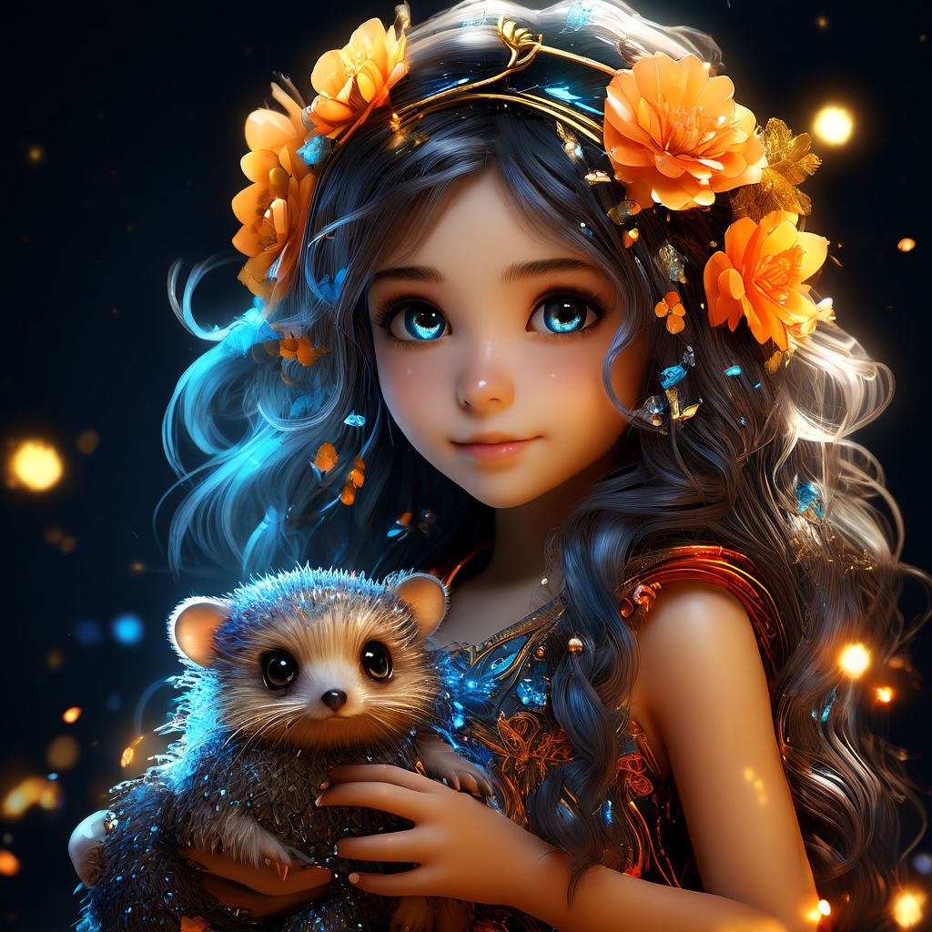 Girl and her Pet Hedgehog - AI Generated Artwork - NightCafe Creator