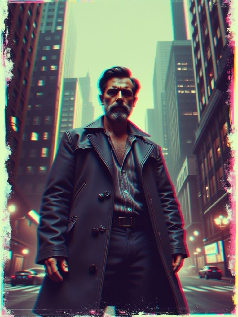 <lora:GlitchRetro:1.0> glitchcore glitch effects glitch lines retro man portrait digital glitch muted colors full portrait realism aged pho...