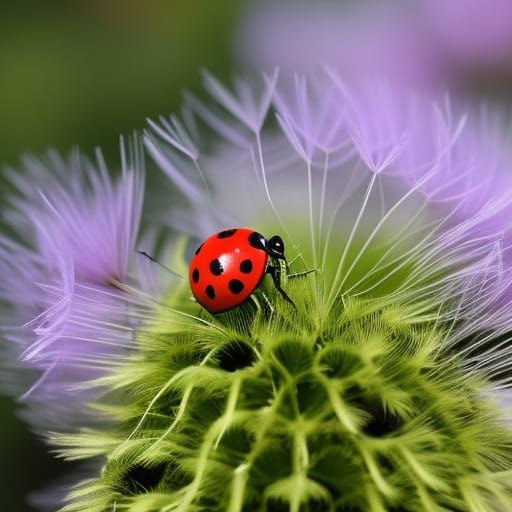  3d dandelion with fluff and lady bugs   by @Just call me ma