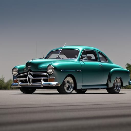 1950 Ford coupe, hopped up, powerful, muscle car