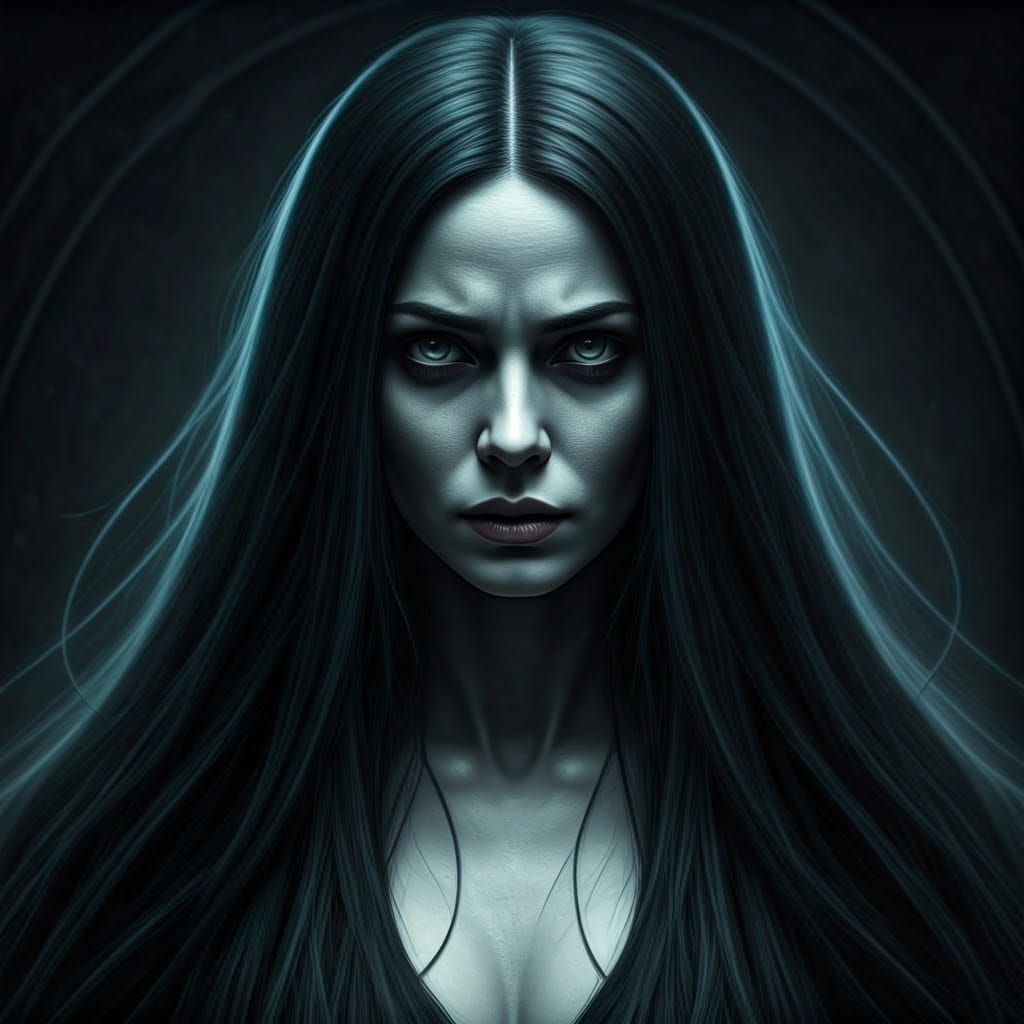 Eerie Woman Embodiment of Dark Malevolence