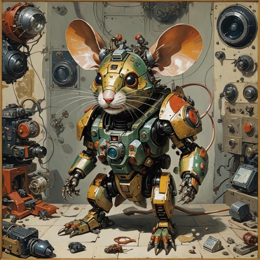 Mecha mouse with radar ears 
Mecha creatures by Frans Snyders and Henri Matisse  by @SamsonVampire