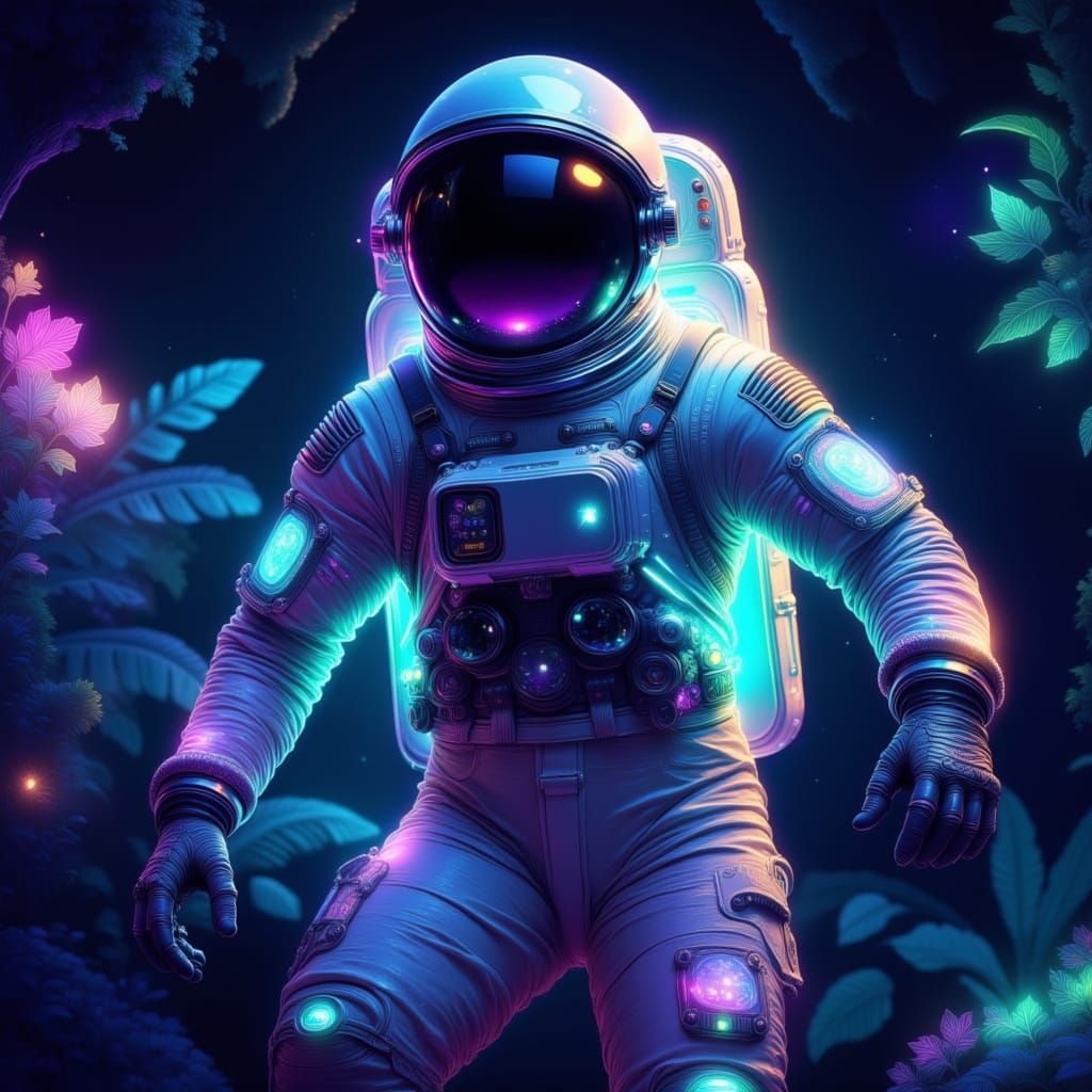 An astronaut in space <lora:Luminescence:1.0>