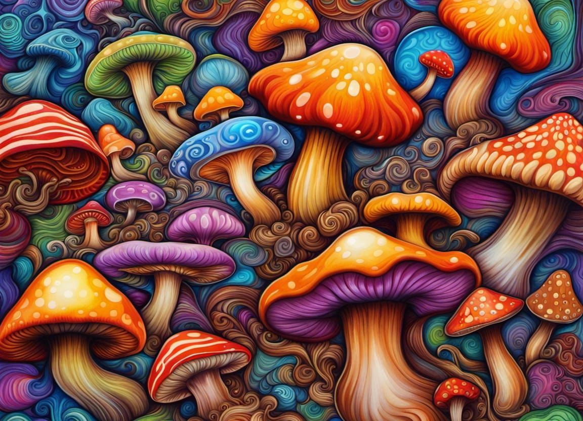 Trippy Shrooms - AI Generated Artwork - NightCafe Creator