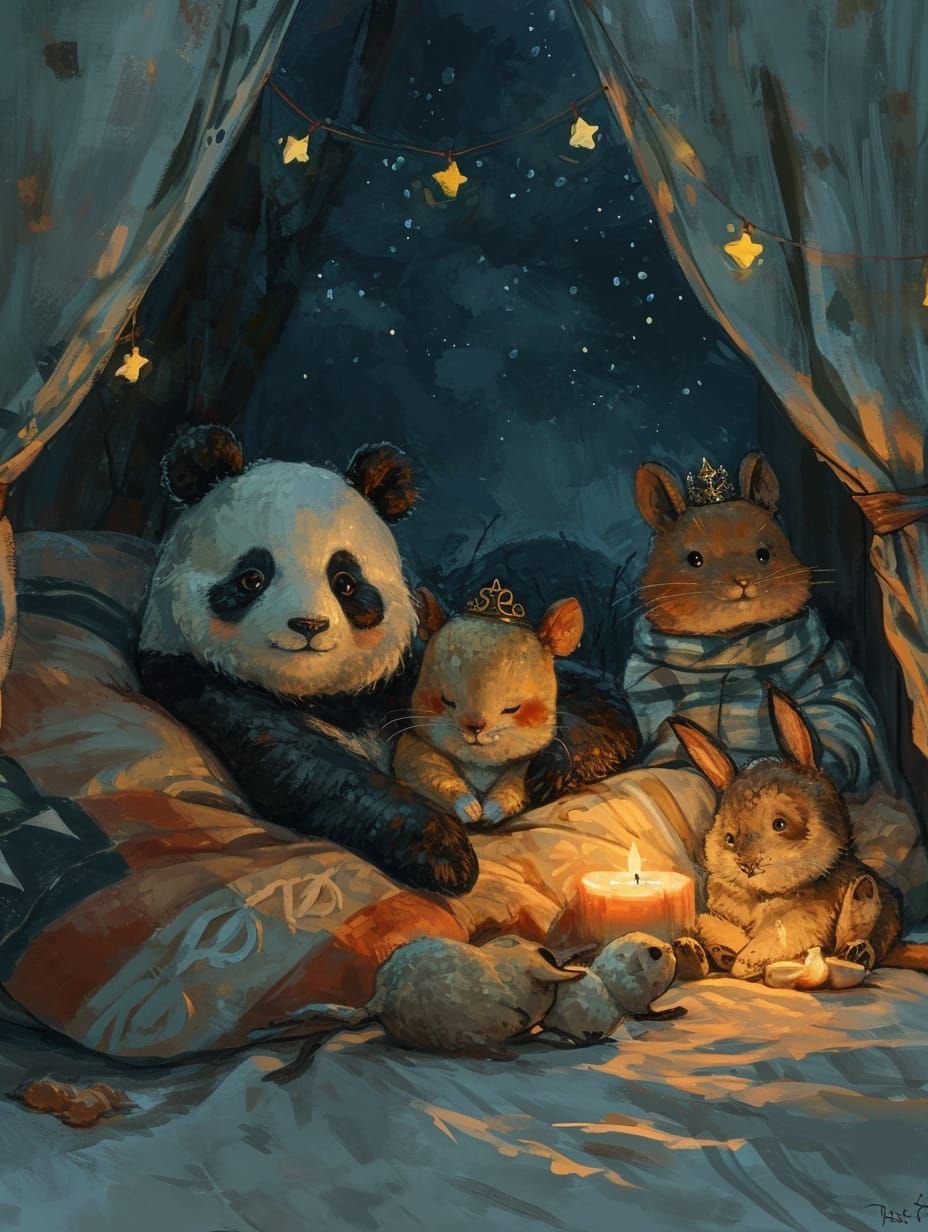 Adorable pets' pajama party