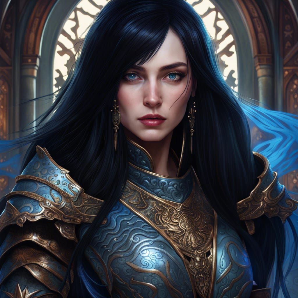 brightly blue eyes warrior woman - AI Generated Artwork - NightCafe Creator