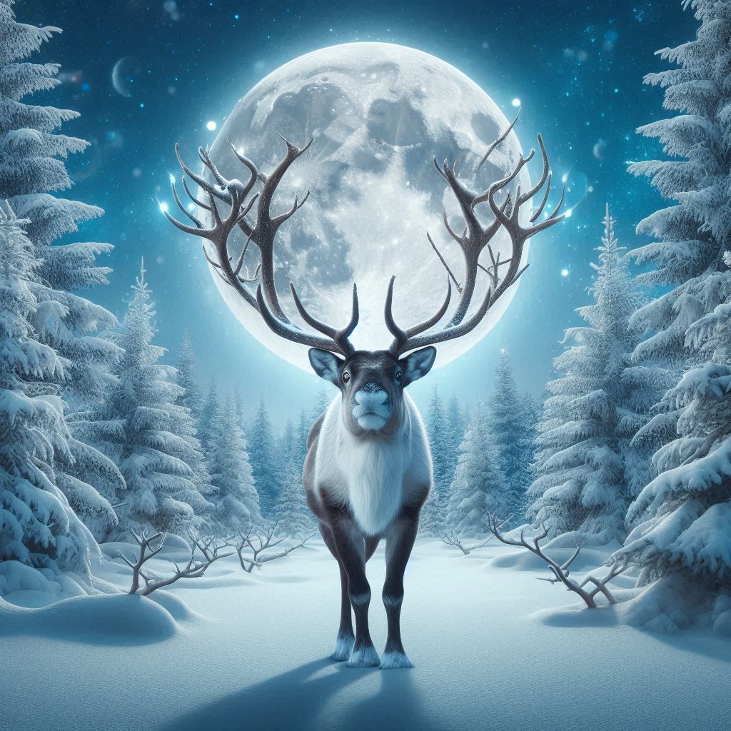 Reindeer Carrying the Moon