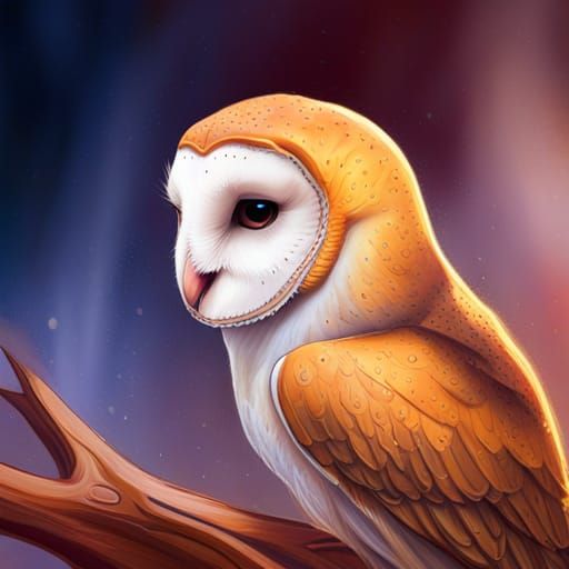 a barn owl in a oak tree