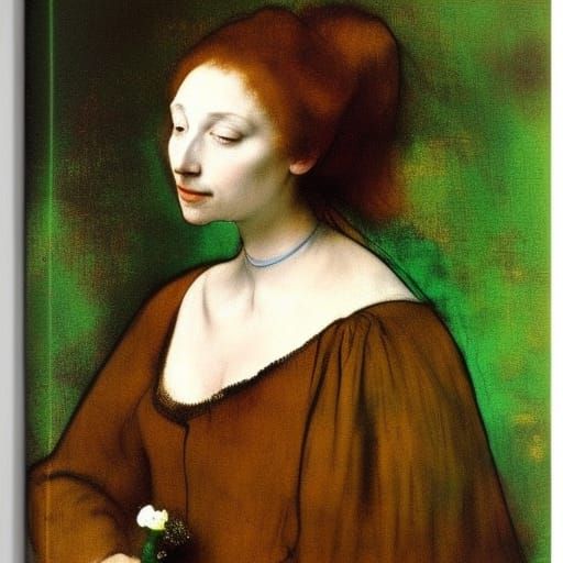 Woman with Rose Portrait in Classical Style