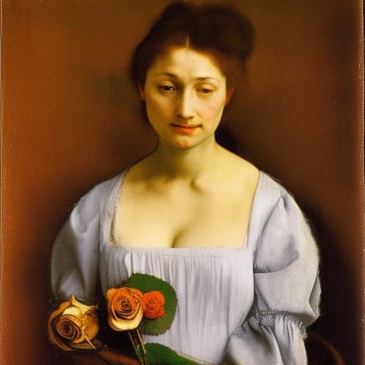 Surreal Rose Portrait in the Style of Old Masters