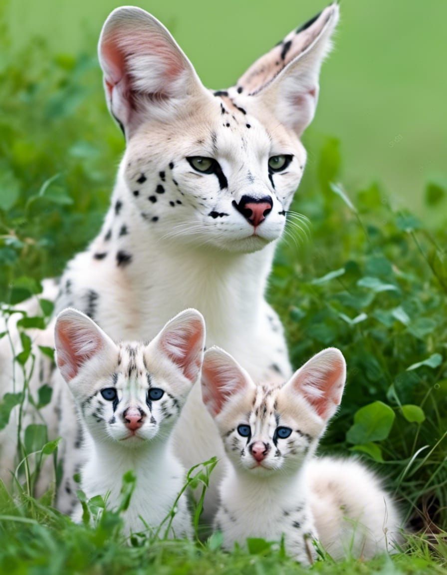 Fine-Tuned Model – Leucistic Serval 16 – 3:4 Format - AI Generated ...