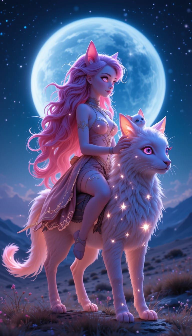 Nyxa Whispermane and Mira the cat