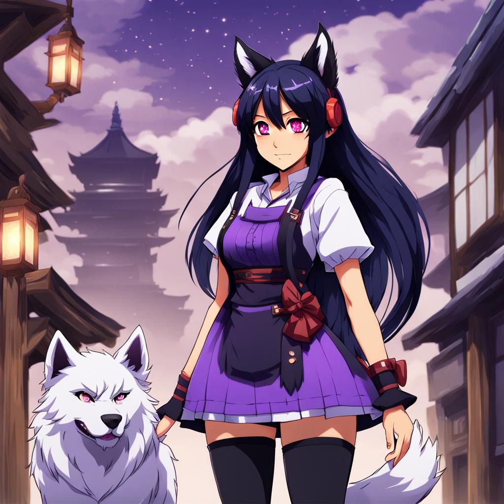 aphmau standing with werewolf ears and tail full body - AI Generated ...