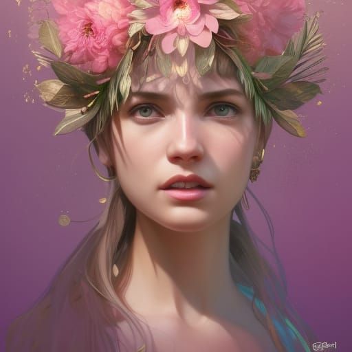 pink flower headress - AI Generated Artwork - NightCafe Creator