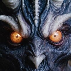 Pure evil alien demon closeup view of the eyes