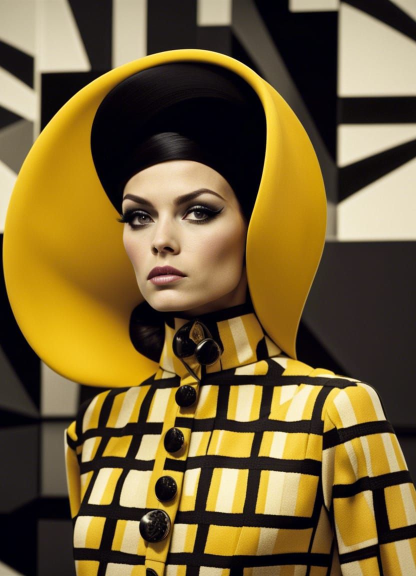 Spanish fashionista photomodel sleazecore 1960s minimalism warm yellow