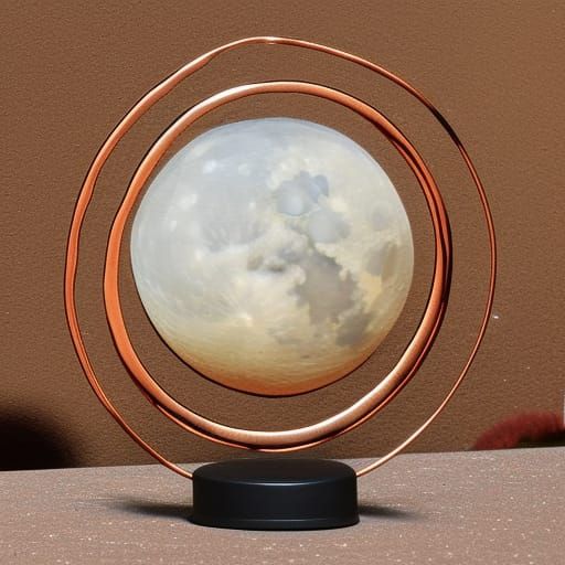 The Moon Copper sculpture cylindrical circles glass colors f...