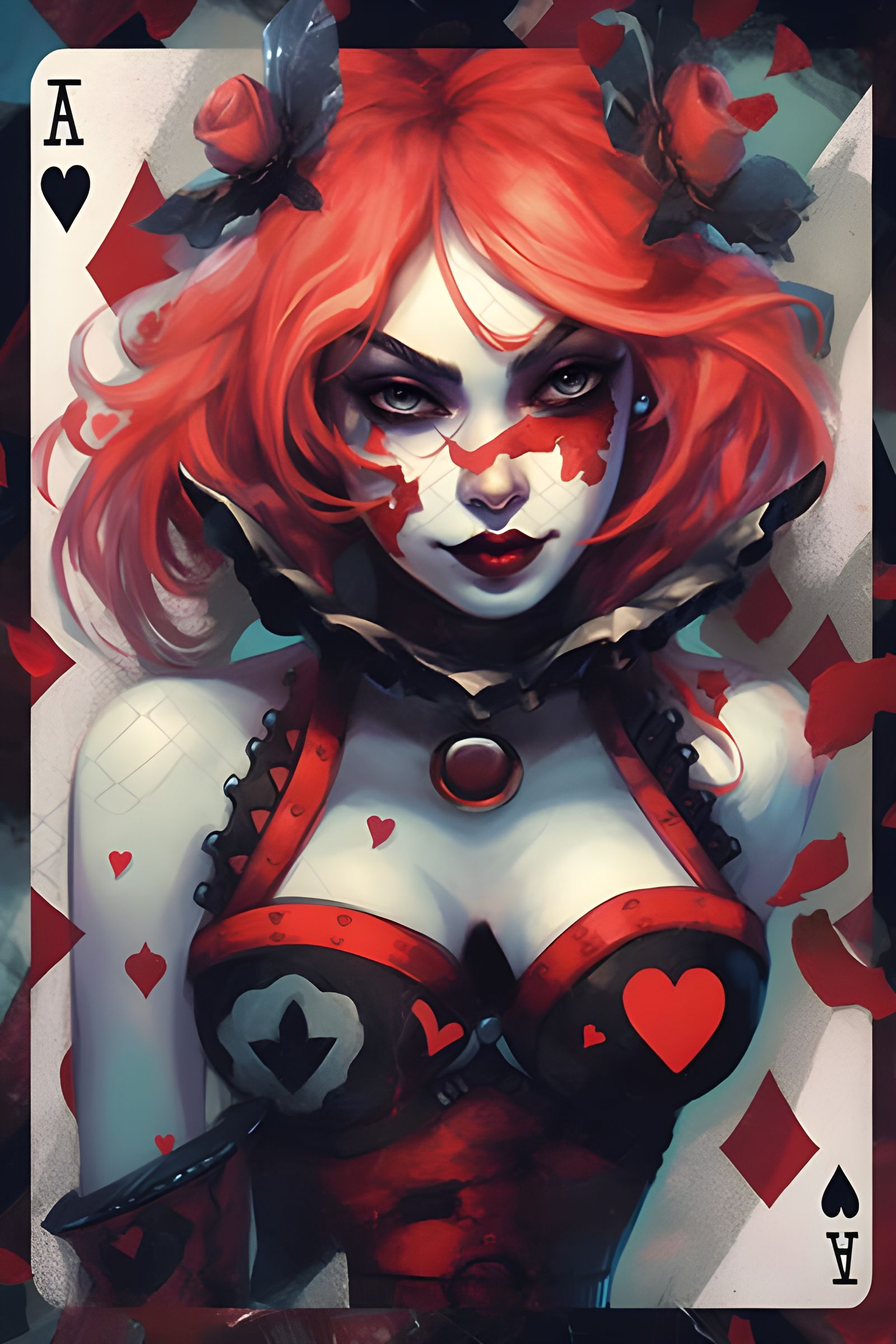 Harley Queen of Hearts - AI Generated Artwork - NightCafe Creator