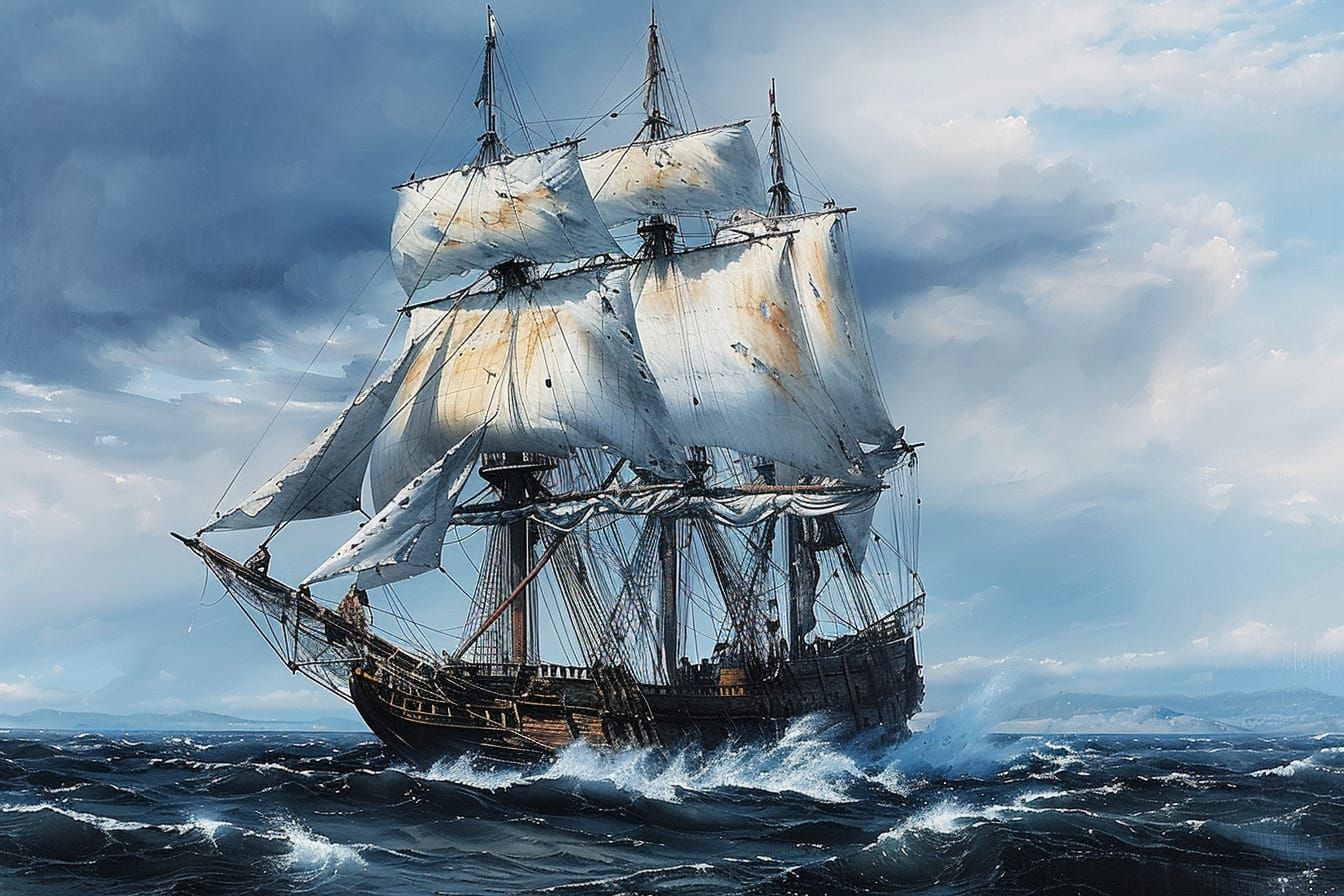 Tall Ship in a Stormy Sea
