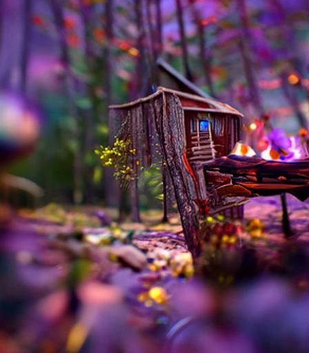 Fantasy camp cabin faerie angelic magical aura vivid vibrant...