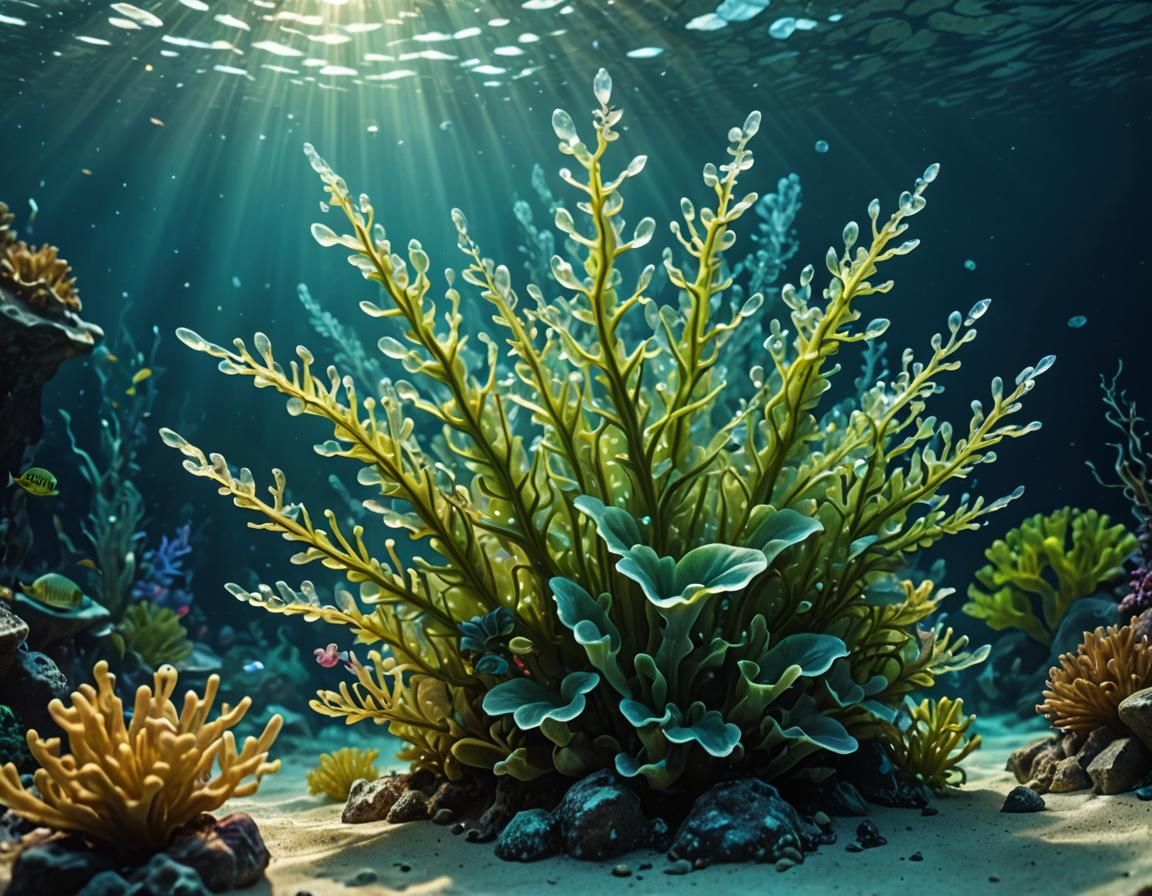 Translucent Crystal Plants Sparkle Underwater