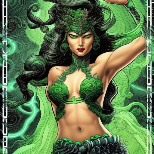 Jade Serpent in Comic Book Art Style