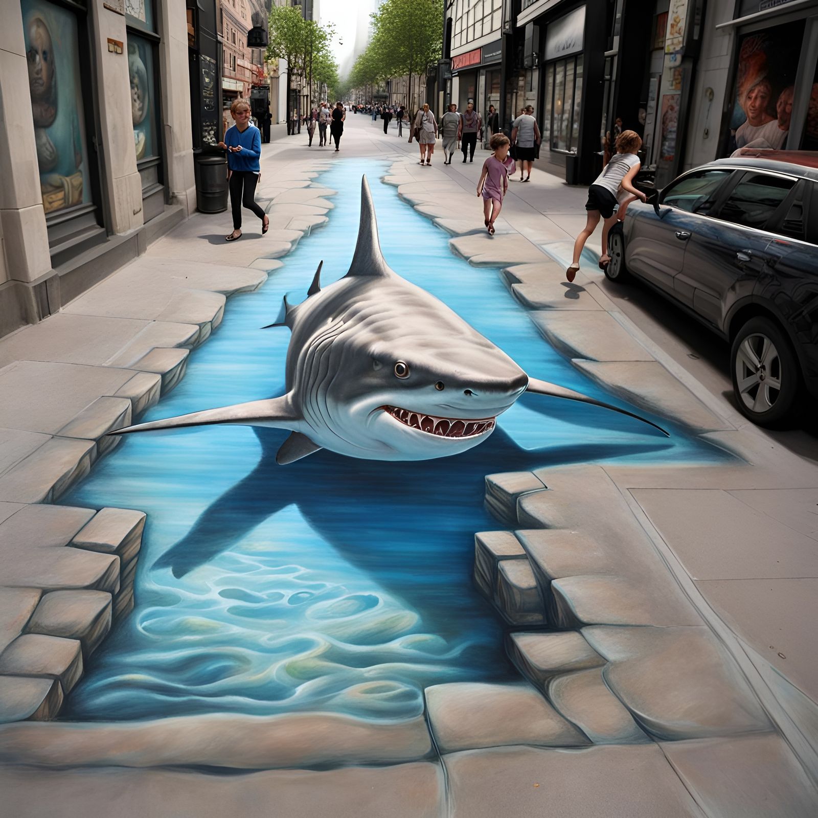Street Art optical illusion   by @Valkyrja