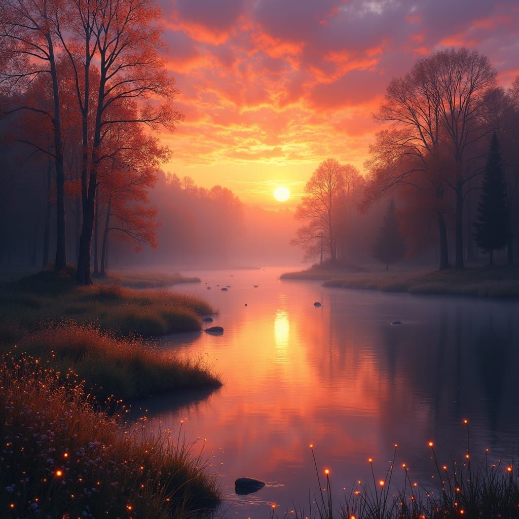 sunset over the river  by @Larry_J_Rollason_ART