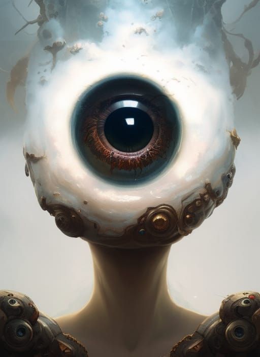 Giant Eyeball Portrait in Rococo Style