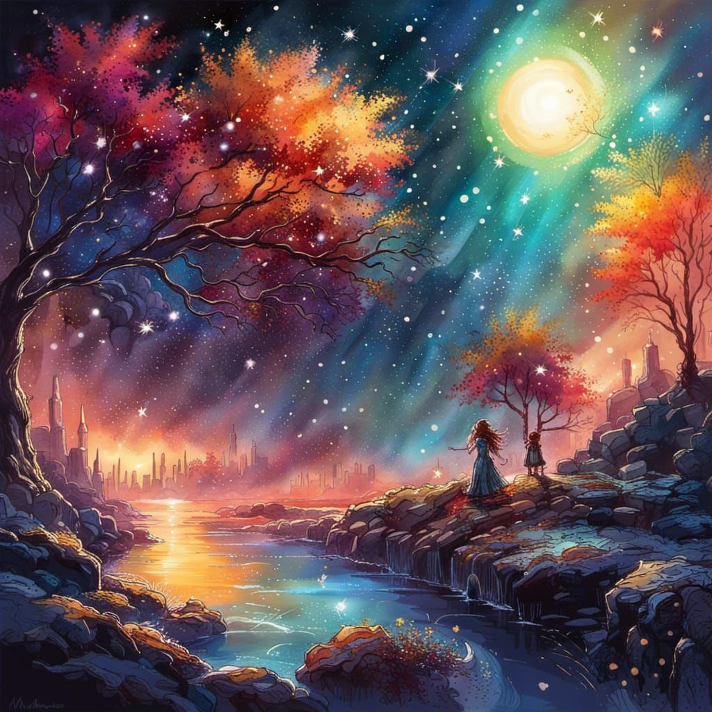 glittering sky  by @here