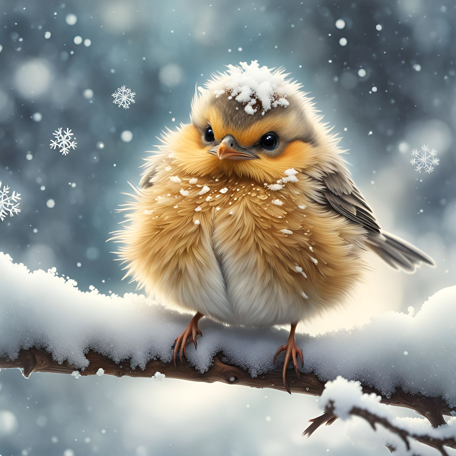 Cheeky Bird in the Snow