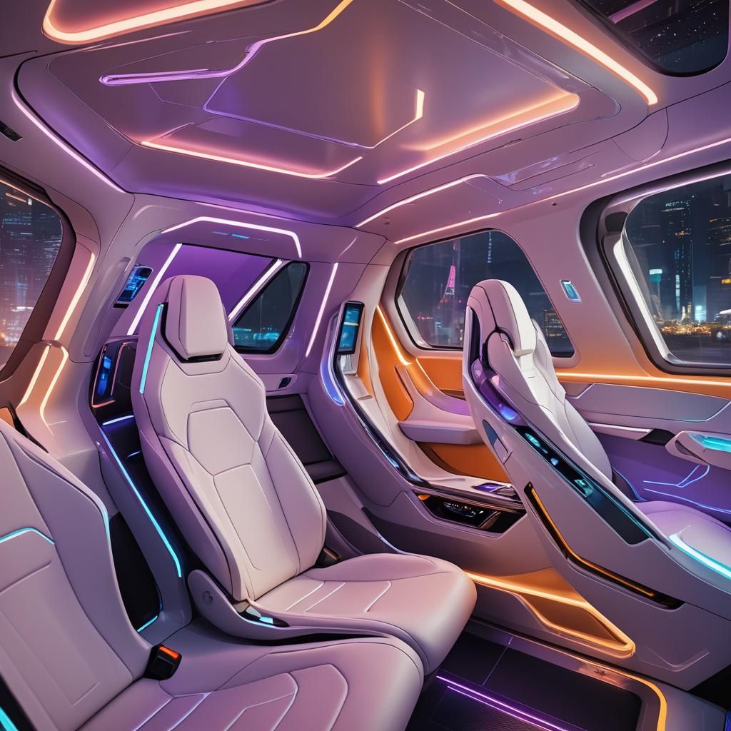 Futuristic Biomorphic Vehicle with Neon Accents