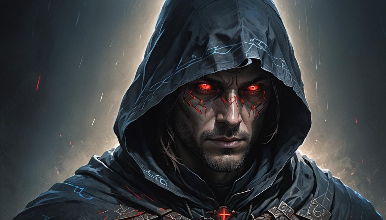 A Hyper Realistic  dark mysterious portrait of a figure in a...