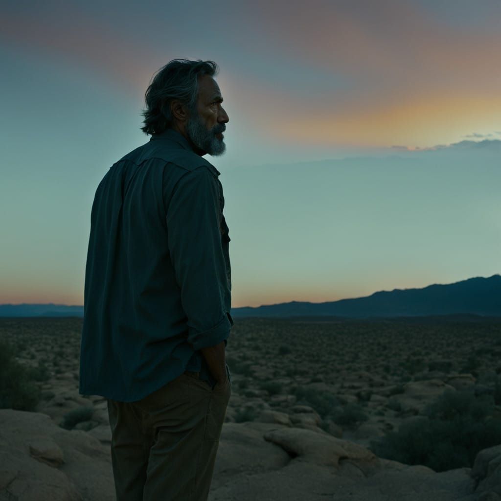 Ethereal Desert Wanderer at Dusk