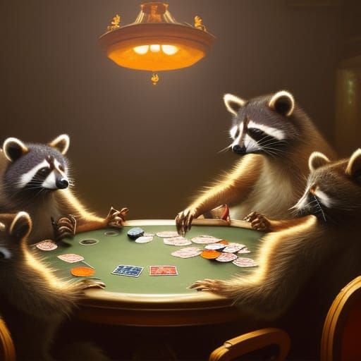 Raccoons Playing Poker  by @_coppertop
