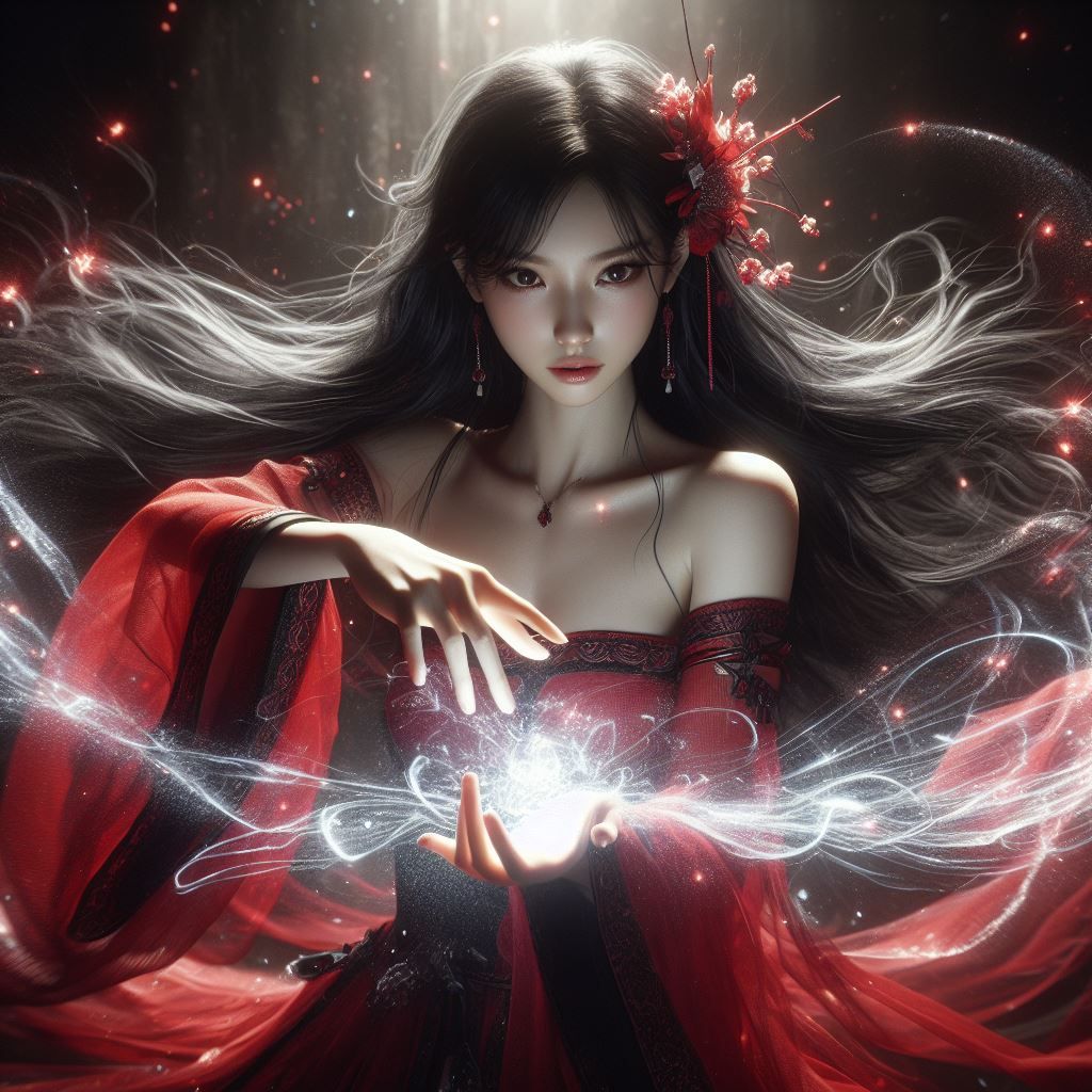 Light Asian sorceress