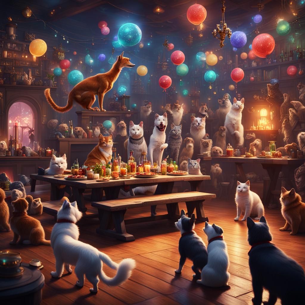 Pets partying when their owner left them home alone