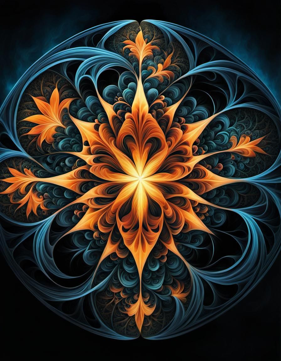 Abstract Fractal Pattern Hand Tattoo Design