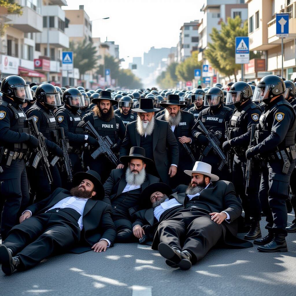 Tense Scene: Ultra-Orthodox Protest and Police Intervention