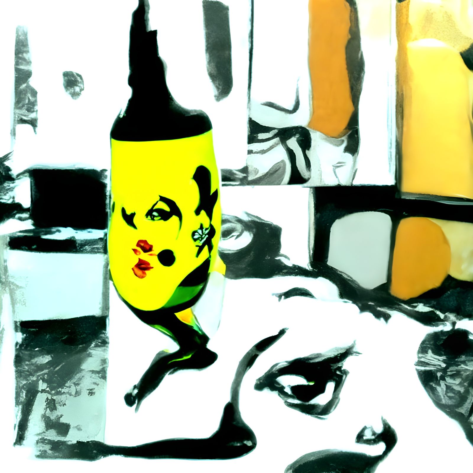 HOPPED AND CREWED, pop art, yellow colour scheme
