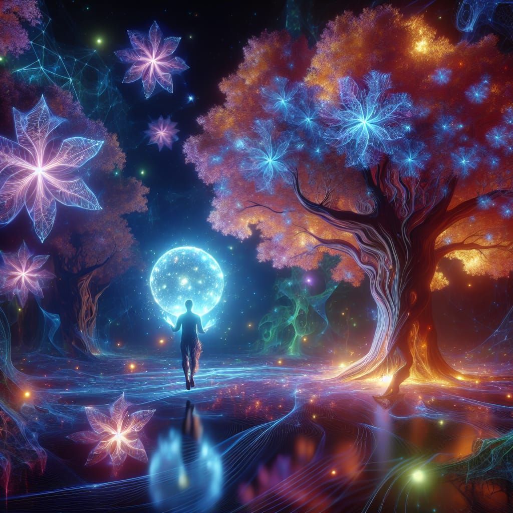 Celestial Guardian in a Fractal Forest