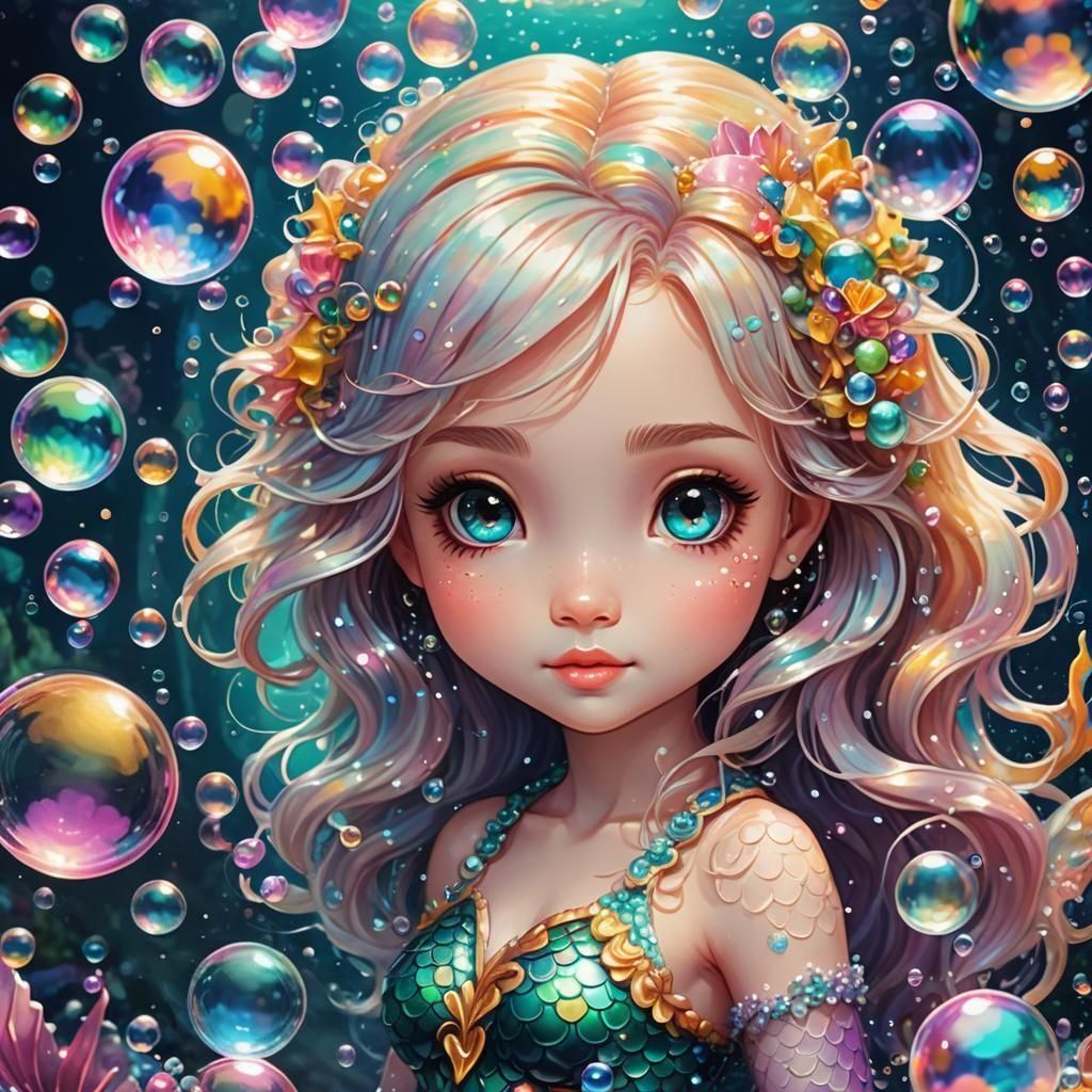 Blonde Chibi Mermaid - AI Generated Artwork - NightCafe Creator