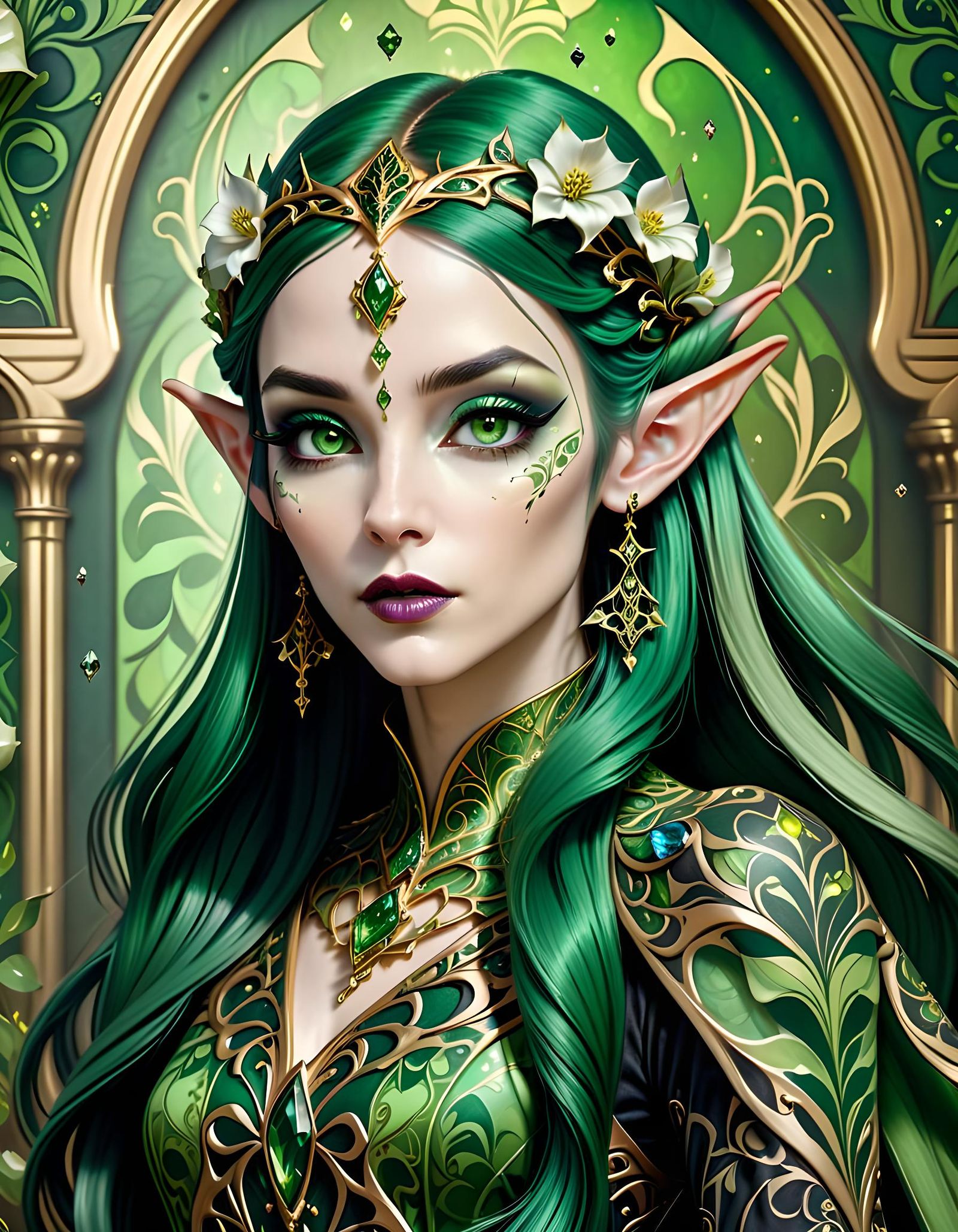 Elven princess in green - AI Generated Artwork - NightCafe Creator