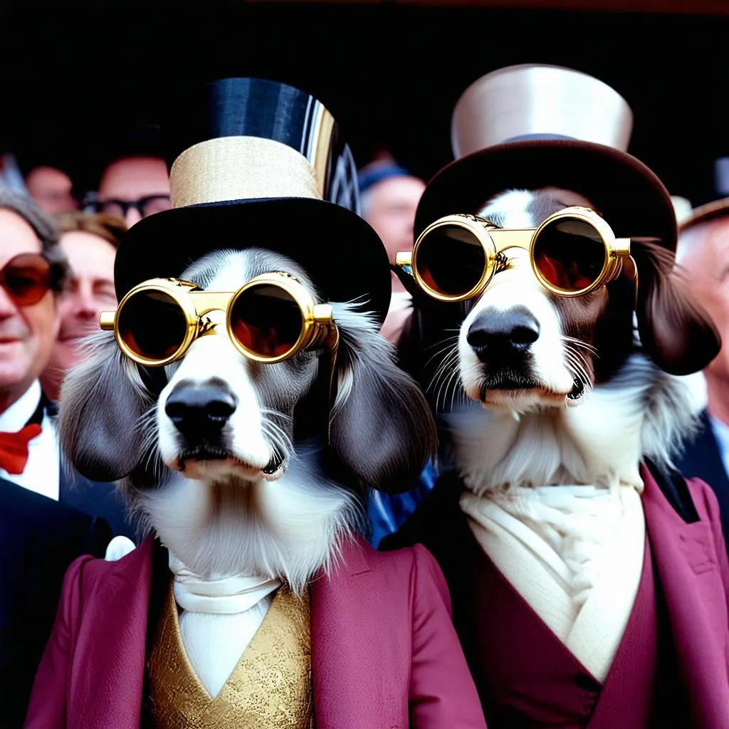 Parisian aristocratic dogs at the Longchamps races