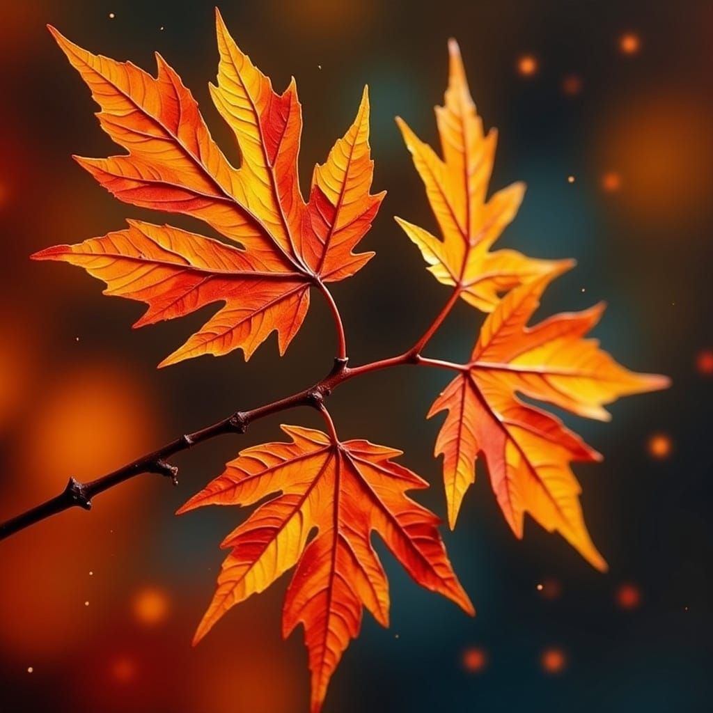 Maple Leaves as Impasto Abstract Expressionism