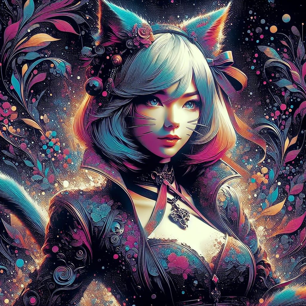 Margot Robbie as a catgirl